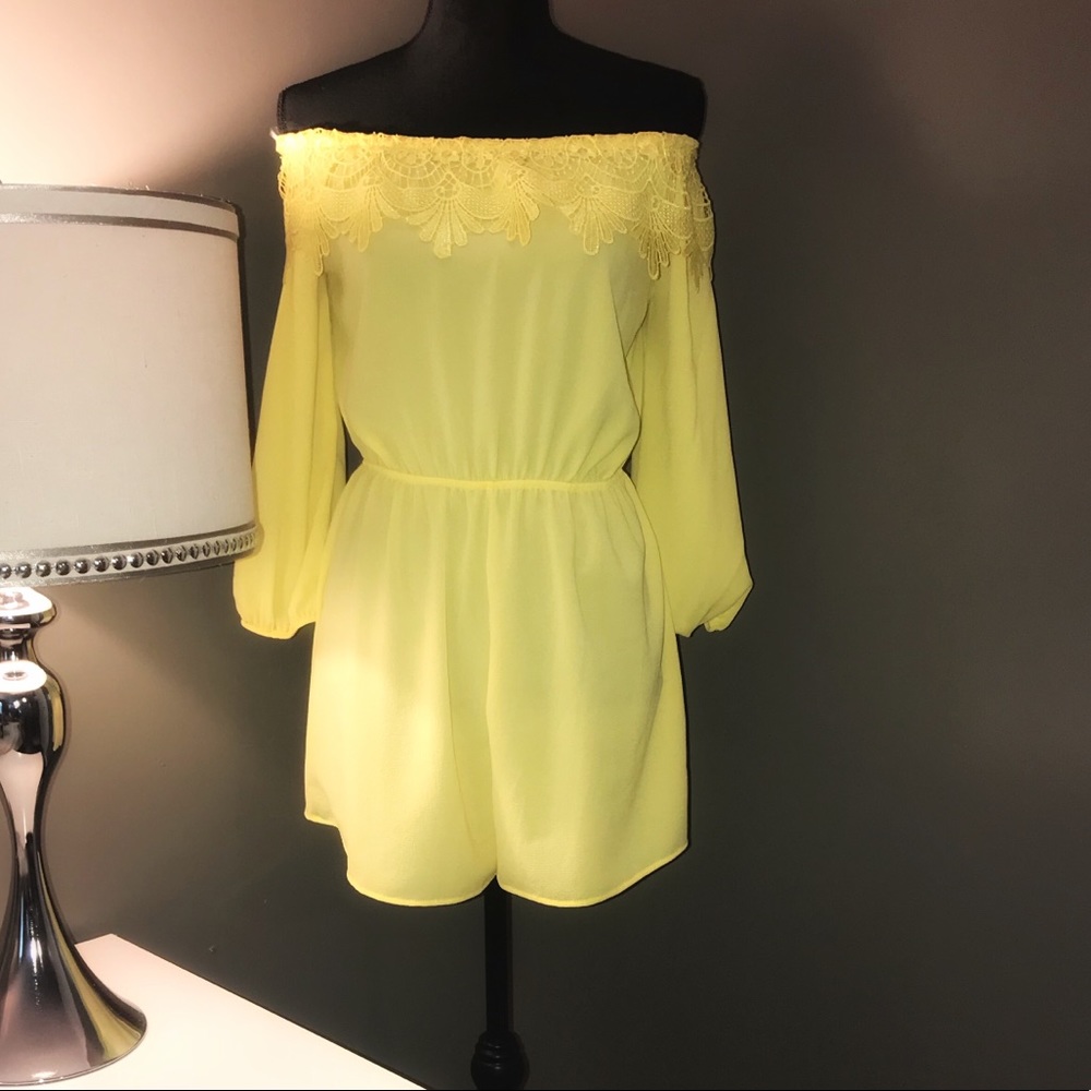 Yellow off shoulder Romper